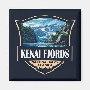 Íman Kenai Fjords National Park Ilustration Retro Art