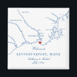 Íman Kennebunkport Maine Map Weding Favor<br><div class="desc">Encomenda rápida e fácil! Estes magnatas do mapa Kennebunkport, Maine são a forma perfeita de dizer "Bem-vindos ao Maine!" a convidados fora da cidade com boas-vindas, ou personalizá-los para a sua festa de casamento. Mova o coração clicando em "Editar usando a ferramenta design" em "Personalizar". Quer você esteja casando em...</div>
