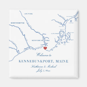 Íman Kennebunkport Maine Map Weding Favor