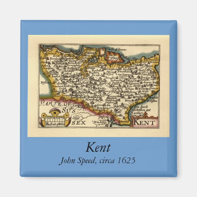 Íman Kent County England Antiga Antiquária John Speed M (Frente)