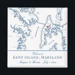 Íman Kent Island Map Destination Wedding Favor<br><div class="desc">Encomendamento rápido e fácil! Estes ímãs do mapa do Kent Island MD fazem favores de casamento do Kent Island excelente para incluir nas bolsas de boas-vindas do seu destino em Maryland. Mova o coração clicando em "Editar usando a ferramenta design" em "Personalizar". Este elegante mapa de Kent Island favorito para...</div>