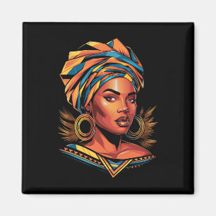 Íman Kente Cloth Head Enrola Linda Negra Afro Mulher E