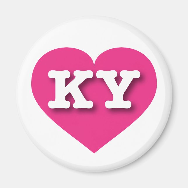 Íman Kentucky Hot Pink Heart - Eu amo KY (Frente)