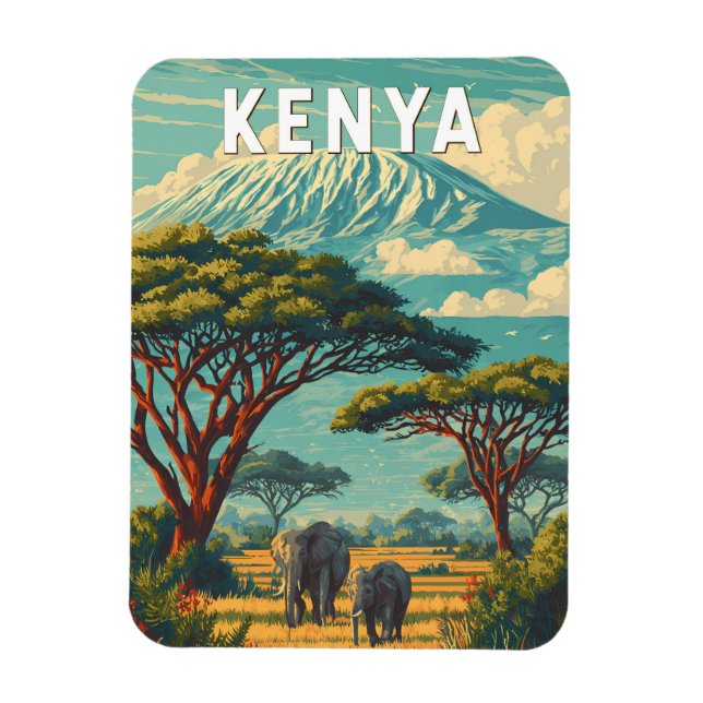 Íman Kenya Illustration Travel Art Vintage (Vertical)