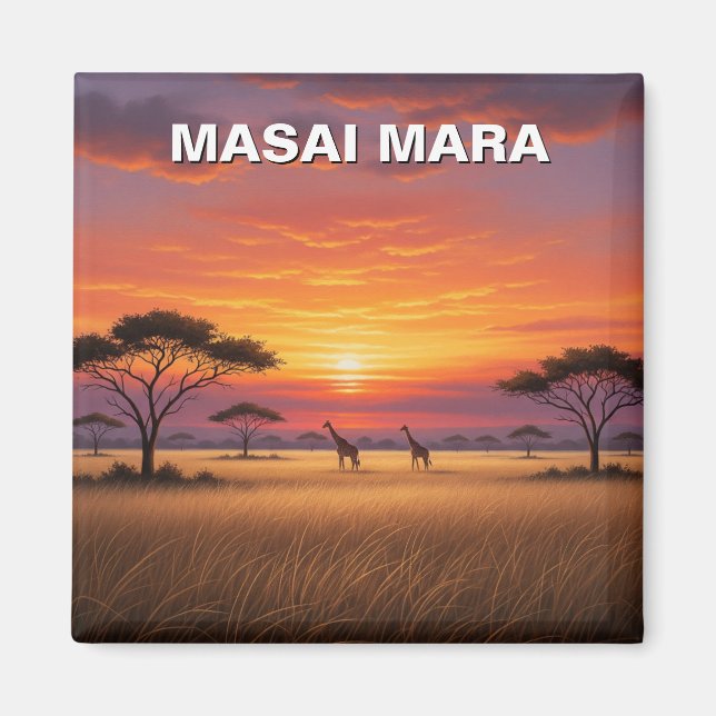 Íman Kenya Masai Mara Girafas Sunset (Frente)