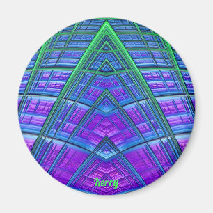 Íman KERRY ~Azul, Verde e Roxo ~ Fractal Abstrato ~