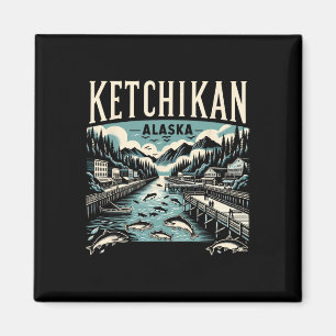 Íman Ketchikan Alasca Ak Gráfico Vintage Capital do Sal