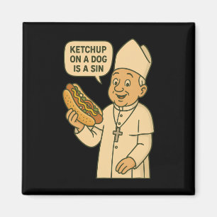 Íman Ketchup Em Um Cachorro É Um Cachorro Quente Do Pap