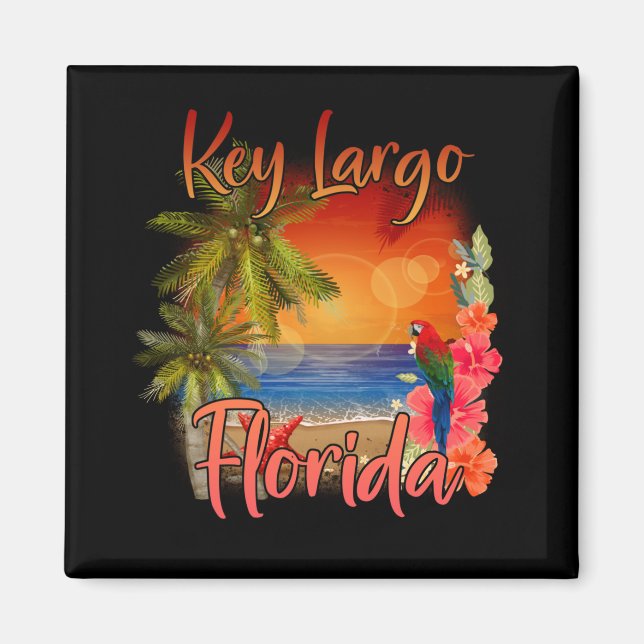 Íman Key Largo Florida Keys Tropical Beach Sunset (Frente)