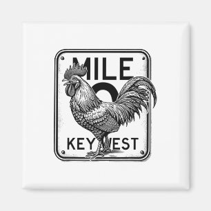 Íman Key West Flórida Frango Retro Milha 0 Galo Milha