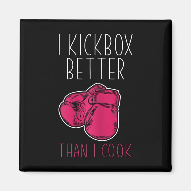 Íman Kickboxer Divertida Feminina - Eu Amo Kickboxing  (Frente)
