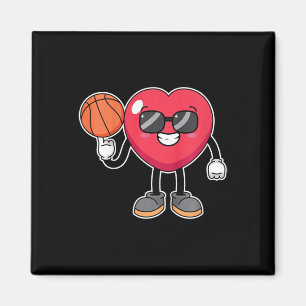 Íman Kids Bysketbyll Player Heart Dia de os namorados C