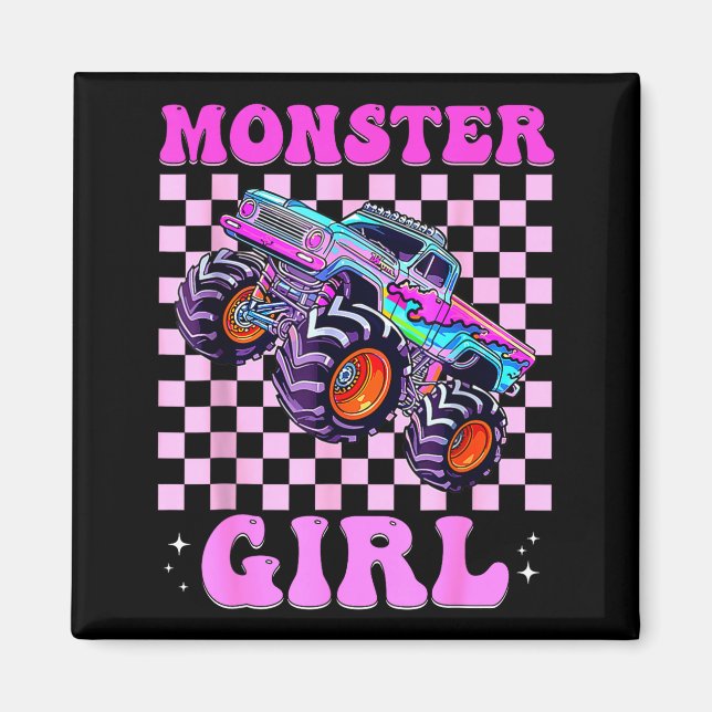 Íman Kids Monster Truck Girl Nk Monster Trucks Lover Mo (Frente)