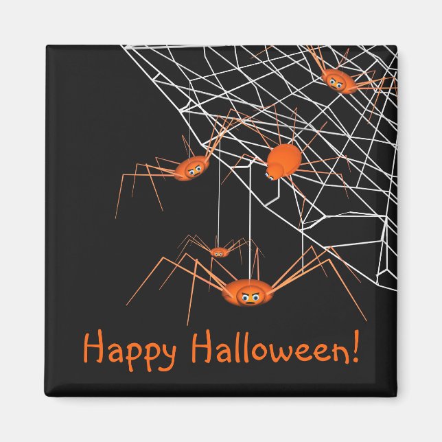 Íman Kids Orange Halloween Spiders Magnet (Frente)