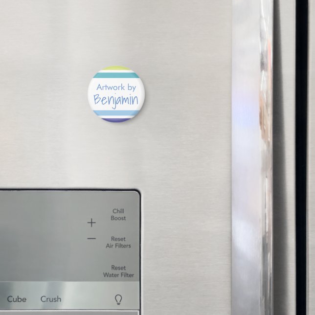 Íman Kids Trabalho de arte name Blue and Green Stripes  (In Situ (Fridge))