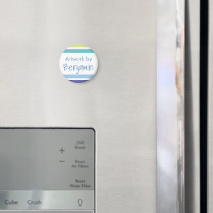 Íman Kids Trabalho de arte name Blue Green Stripes Magn