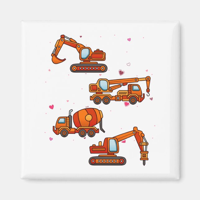 Íman Kids Valentines Day Construction Trucks Boys Kids  (Frente)