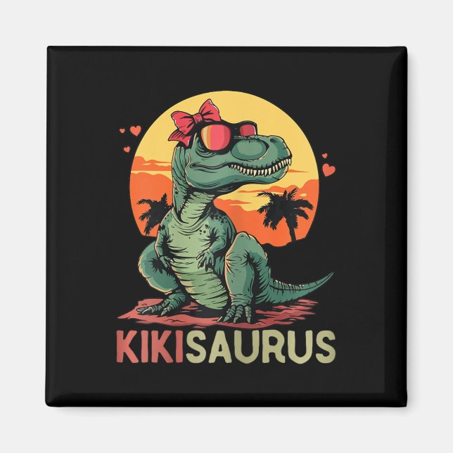 Íman Kikisaurus Dino Dinosaur Kiki-saurus T-rex Mãe" (Frente)