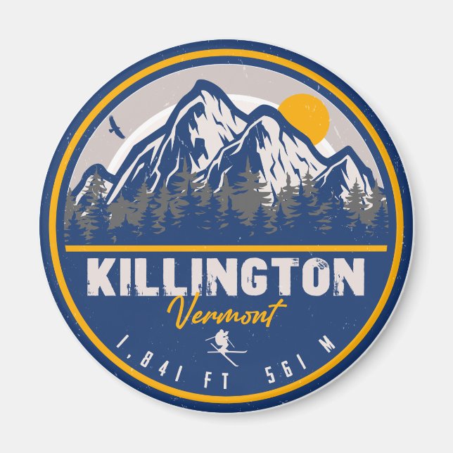 Íman Killington Vermont Retro Sunset Ski Souvenirs (Frente)