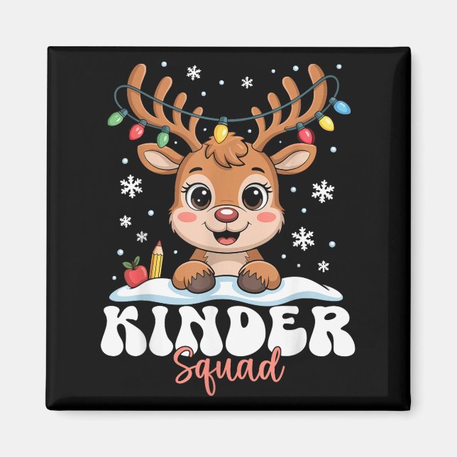 Íman Kinder Squad Reindeer Christmas Lights Cute Winter (Frente)