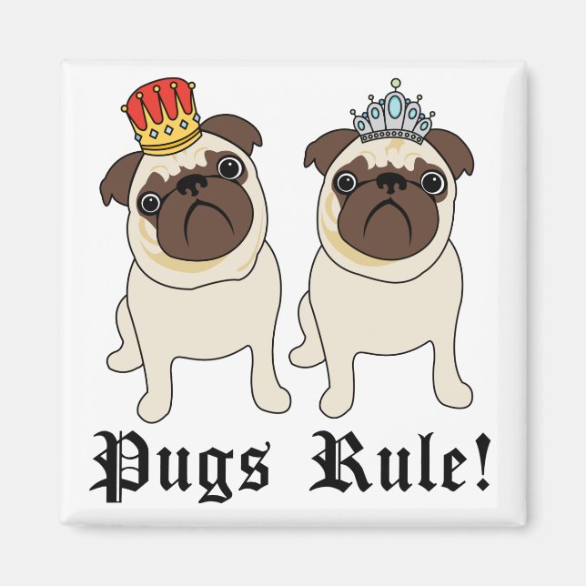 Íman King and Queen Pug Magnets (Frente)