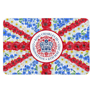 Íman King Charles III Coronation Floral UK Flag