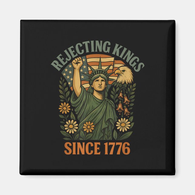Íman Kings 1776 Foxglove Daisy Tulip Flowers Bald Eagle (Frente)