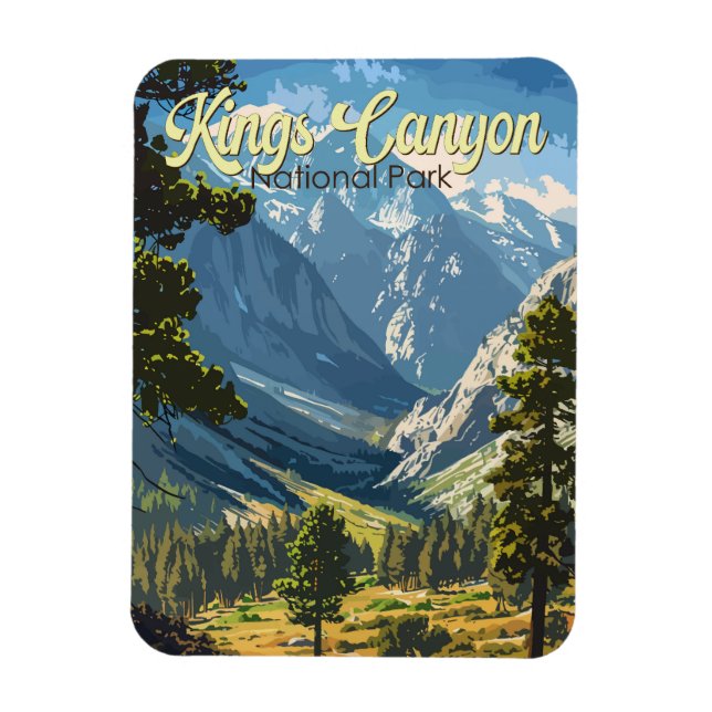 Íman Kings Canyon National Park Ilustração Viagem Art (Vertical)