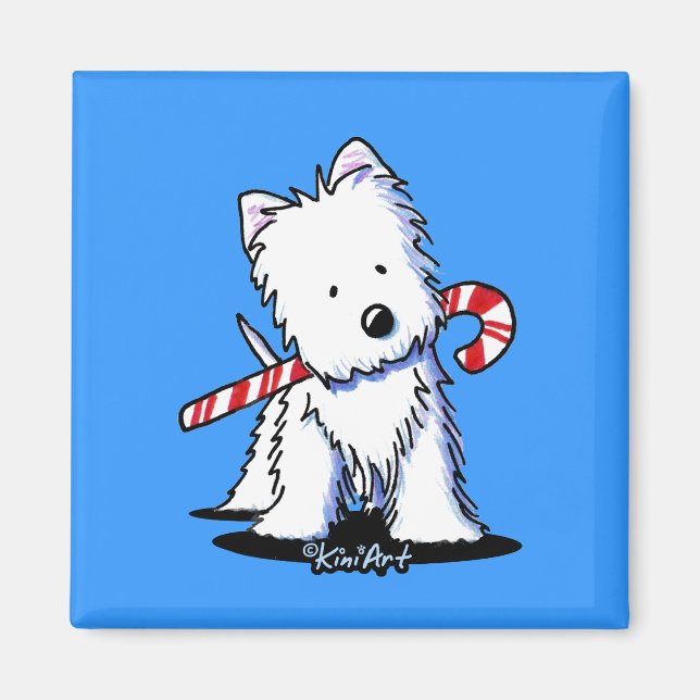 Íman KiniArt Westie Candy Cane Cutie Magnet (Frente)