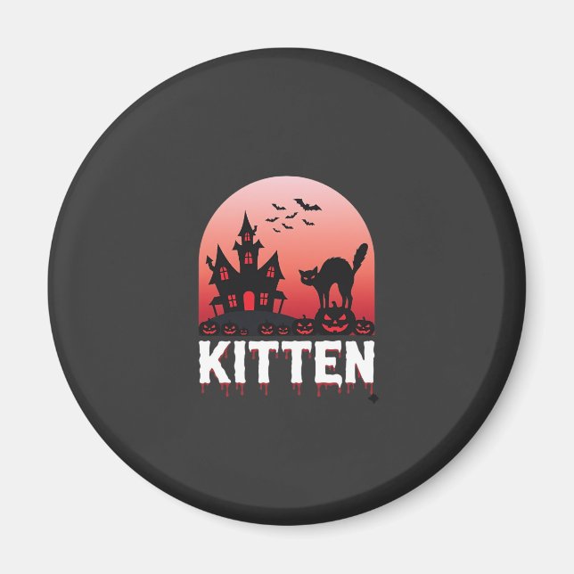 Íman Kit de Halloween Gatinho Casa Assombrada Design de (Frente)