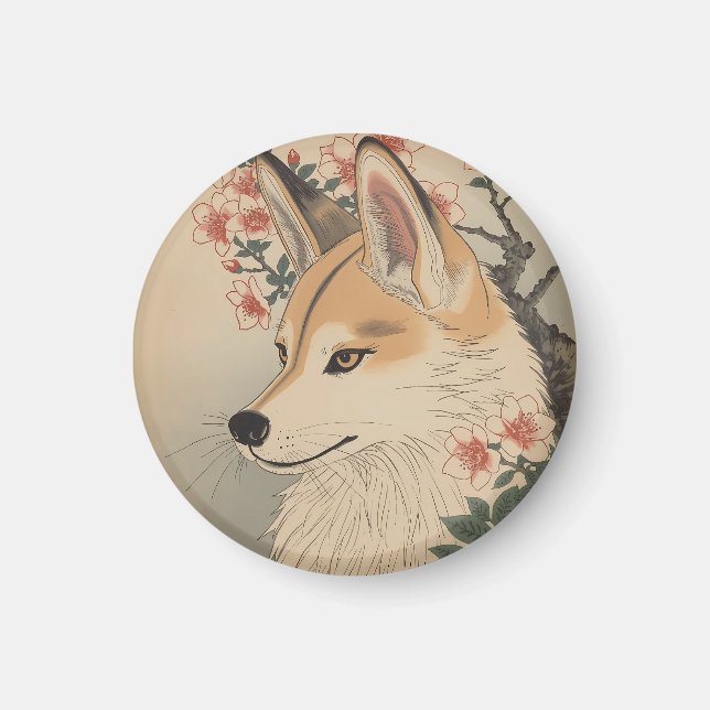 Íman Kitsune & cherry blossom (Frente)