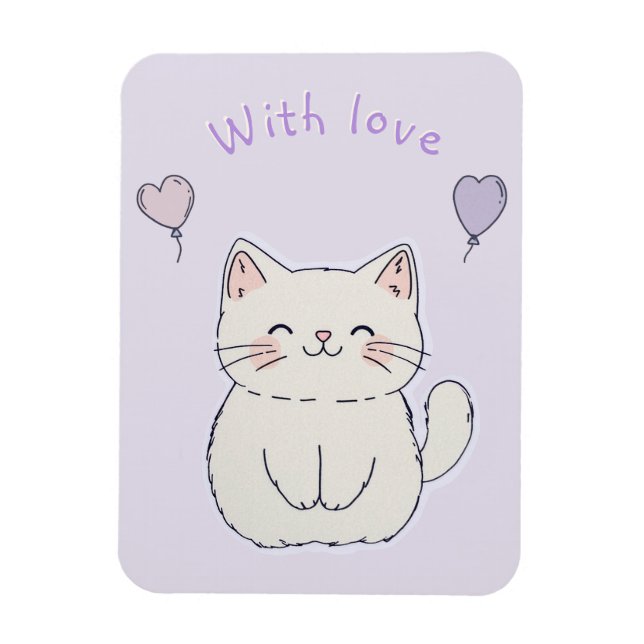 Íman  Kitten and hearts, personalized (Vertical)