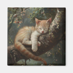 Íman Kitten dormindo em uma árvore