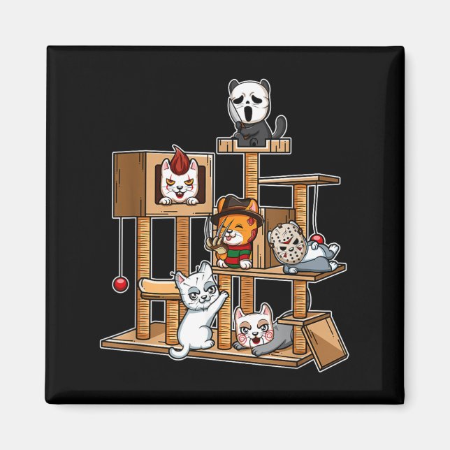 Íman Kitten Engraçado de Filme de Terror Brincando na Á (Frente)