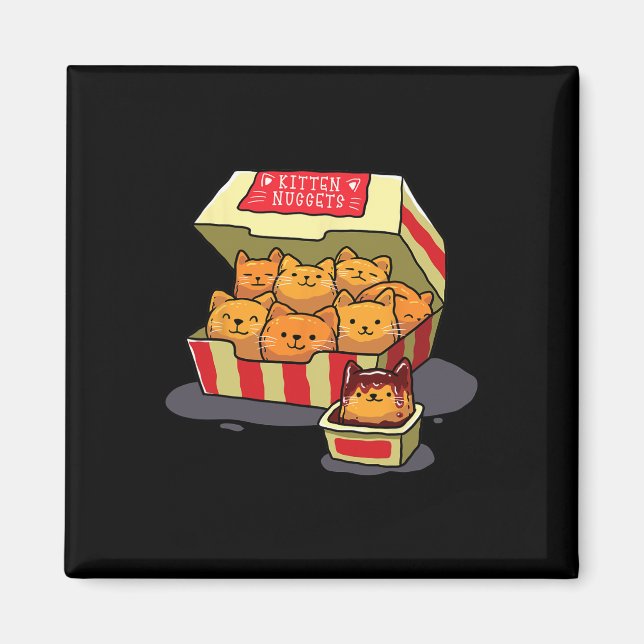 Íman Kitten Nuggets Comida Pun Gato Pover Gift Galinha  (Frente)