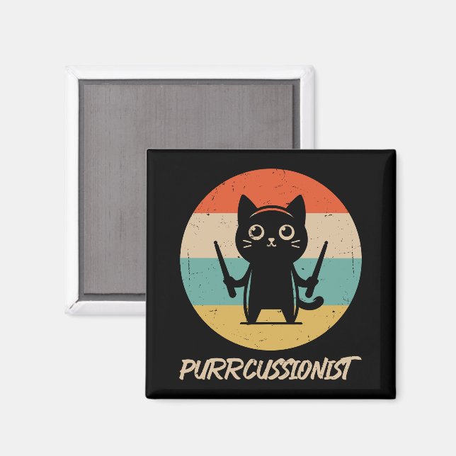 Íman Kitten Rock Banda Engraçado Percussionista Gato Br (Front/Back)