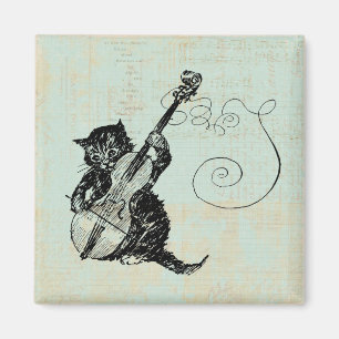 Íman Kitten Tocando Ilustração De Gato De Música Tea