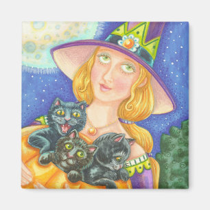 ÍMAN KITTENS DE GATO NEGRO E PASTA DE MAGNET MALLOWEEN