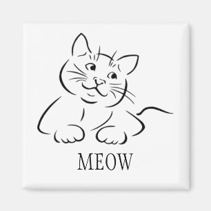 Íman Kitty Cat Clipart Personalizar texto Cor Perso