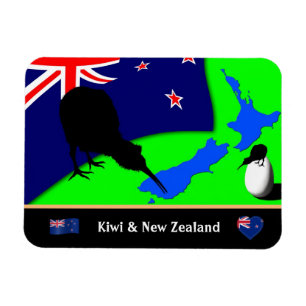 Íman Kiwi Bird, Flag e Map da Nova Zelândia /art