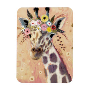 Íman Klimt Giraffe Adornada Em Flores