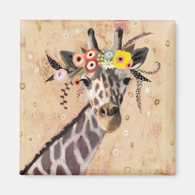 Íman Klimt Giraffe | Coroa De Flores (Frente)