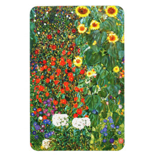 Íman Klimt - Jardim de Fazenda com girassóis, belas ar