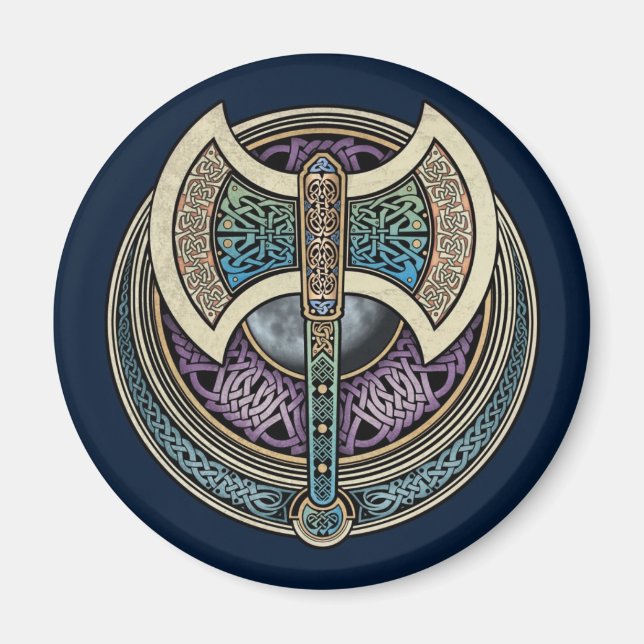 Íman Knotwork Labrys Round Magnet (Frente)