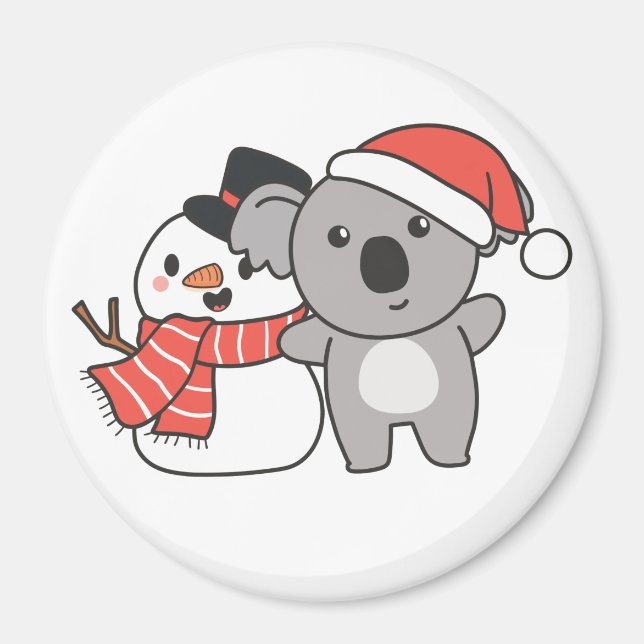 Íman Koala Com Snowman No Inverno Para O Magnetinho De  (Frente)