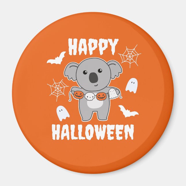 Íman Koala Happy Halloween Pumpkin Bat Costume (Frente)