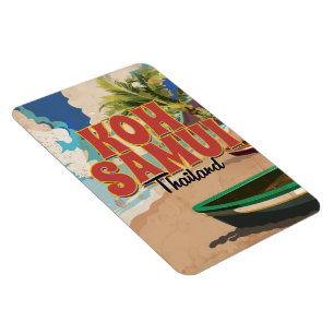 Íman Koh Samui, poster das viagens vintage de Tailândi