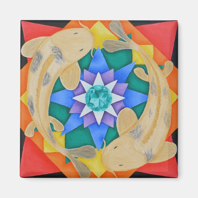 Íman Koi Fish e Lotus Magnet (Frente)