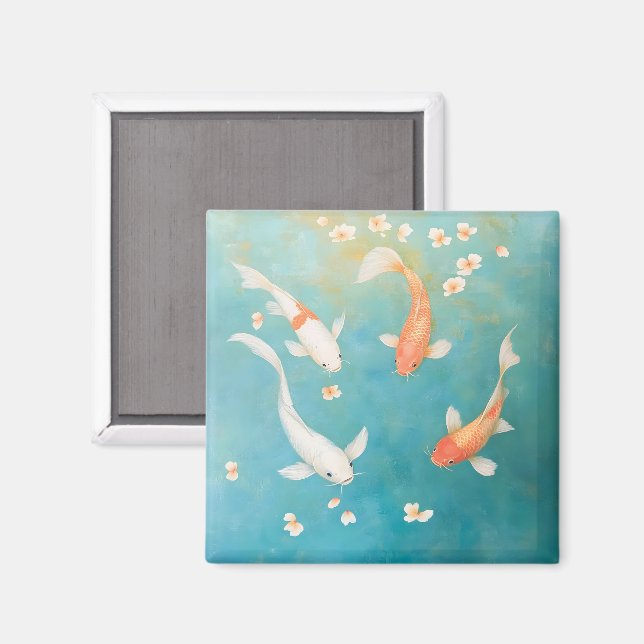 Íman Koi Fish Petal Bloch Watercolor (Front/Back)