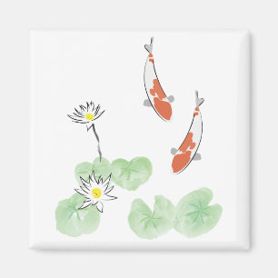 Íman Koi Pond - Magnet Quadrado Branco